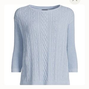 LANDS END Drifter Cotton Cable Stitch SWEATER Size MEDIUM New Boatneck